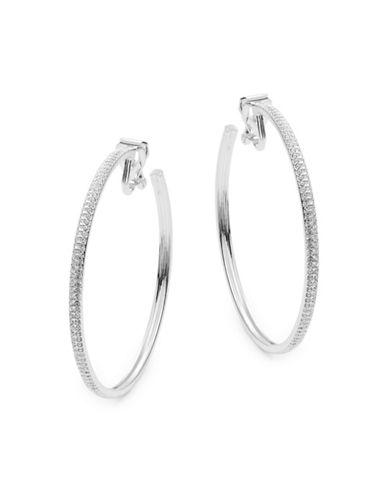 Nadri ?silvertone Pave Clip-on Hoop Earrings, 2 In