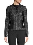 Calvin Klein Faux Leather-trimmed Tweed Jacket
