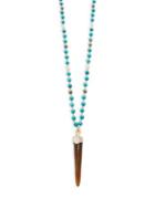 Lauren Ralph Lauren Multi-stone Mother-of-pearl And Faux Pearl Pendant Necklace