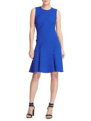 Donna Karan Sleeveless Asymmetrical Ruffle Dress