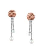 Effy Sterling Silver, 18k Rose Gold And Pearl Earrings, 4mm - 5.5mm