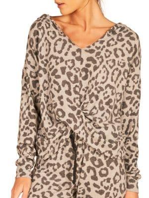 Vintage Havana Leopard-print Twist-front Hoodie