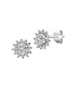 Lord & Taylor 925 Sterling Silver & Crystal Sunburst Floral Halo Stud Earrings