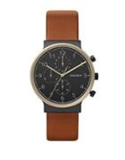 Skagen Ancher Goldtone Leather-strap Chronograph Watch