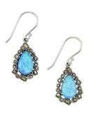 Lord & Taylor Opal And Sterling Silver Drop Earrings
