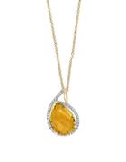Effy Sunset Diamond, Citrine 14k Yellow Gold Necklace