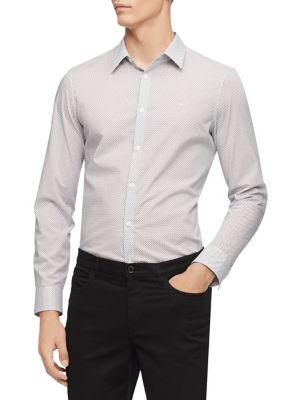 Calvin Klein Stretch Cotton Dot Print Shirt