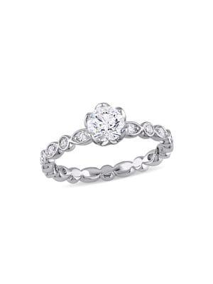 Sonatina 14k White Gold & Diamond Raised Scalloped Engagement Ring