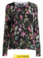 Lord & Taylor Floral Cashmere Sweater