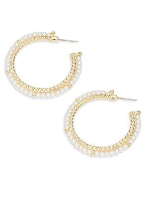 Design Lab Faux Pearl Hoop Earrings