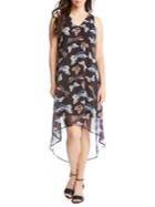 Karen Kane Butterfly-print High-low Shift Dress