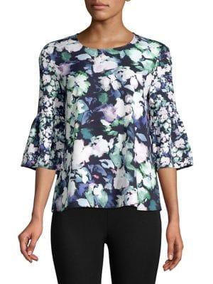 French Connection Dreda Bell-sleeve Crepe Top