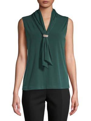 Karl Lagerfeld Paris Faux Pearl-embellished Sleeveless Top