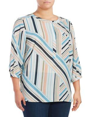 Nydj Plus Beachfront Pleated Back Top