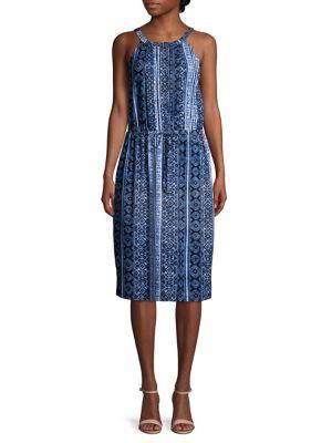 Joan Vass Printed Halterneck Dress