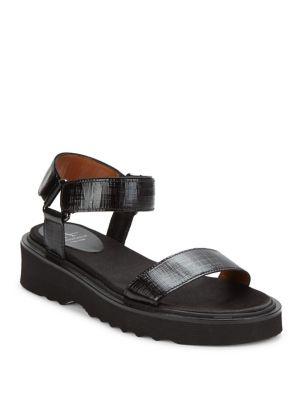 Aquatalia Wande Textured Patent Leather Platform Sandals