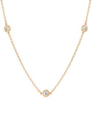 Crislu Rose Gold Studded Necklace