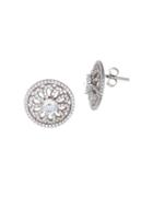 Lord & Taylor Round Center Cubic Zirconia Flower Earrings