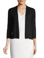 Cable & Gauge Heathered Cotton Blend Open-front Cardigan