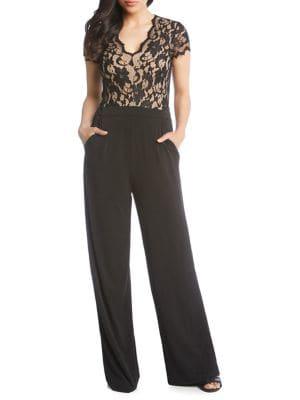 Karen Kane Contrast Lace Jumpsuit