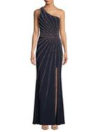 Xscape One Shoulder Beaded Evening Gown
