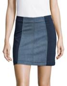 Free People Modern Femme Colorblock Denim Mini Skirt
