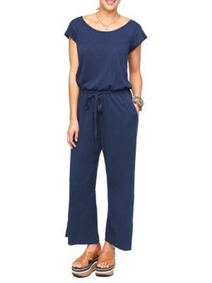 Democracy Drawstring Cotton Blend Jumpsuit