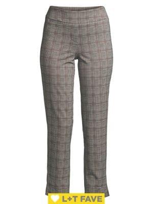 Imnyc Isaac Mizrahi Plaid Straight Slimming Pants