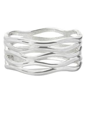 Robert Lee Morris Silvertone Cut-out Hinged Bangle Bracelet