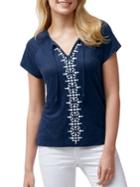 Tommy Bahama Embroidered Short-sleeve Linen Top