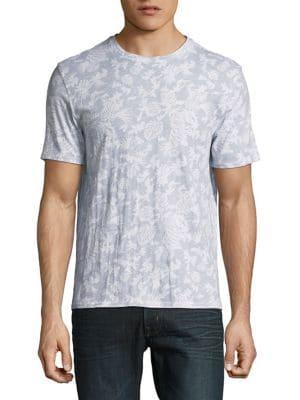 Black Brown Tropical Printed Cotton Tee
