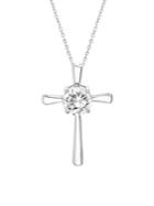 Lord & Taylor Sterling Silver & Swarovski Crystal Cross Pendant Necklace
