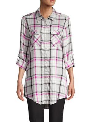 Vince Camuto Roll-tab Plaid Tunic