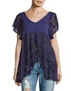 Free People Lace-trimmed Top