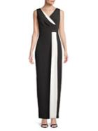 Karl Lagerfeld Paris Stripe Surplice Gown