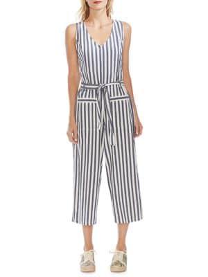 Vince Camuto Mystic Blooms Boardwalk Striped Cotton Blend Jumpsuit