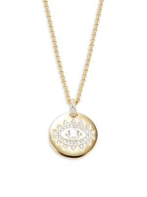 Nadri Beloved Evil Eye Token Crystal Pendant Necklace