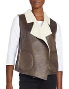 French Connection Nala Sherpa-lined Faux Leather Vest