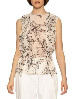 Walter Baker Floral Ruffle Sleeveless Blouse