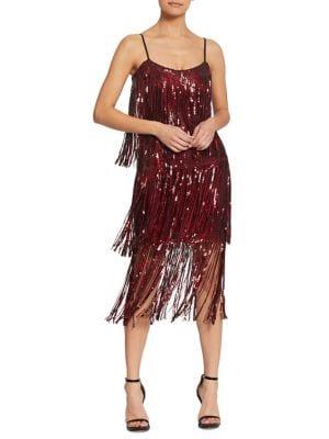 Dress The Population Roxy Sequin Fringe Sheath Dress