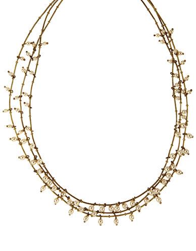 Anne Klein Goldtone And Faux Pearl Triple Strand Necklace