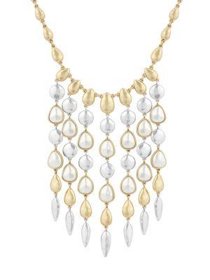 Lucky Brand Land And Sea Faux Pearl And Crystal Statement Necklace