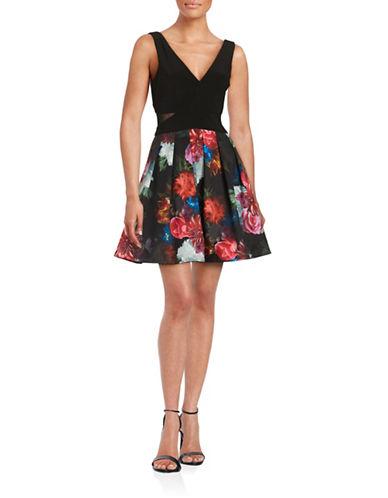 Xscape Floral Pleated Dress