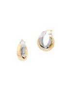 Lord & Taylor 14k Yellow & White Gold Crossover Hoop Earrings