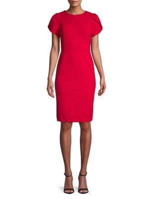 Calvin Klein Short Sleeve Crepe Sheath Dress
