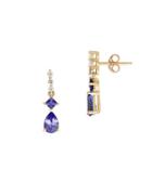 Lord & Taylor Tanzanite And White Topaz 14k Yellow Gold Drop Earrings
