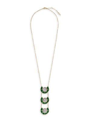 Sole Society 12k Goldtone & Green Jasper Statement Y-necklace