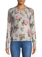 Lord & Taylor Petite Floral Cashmere Cardigan