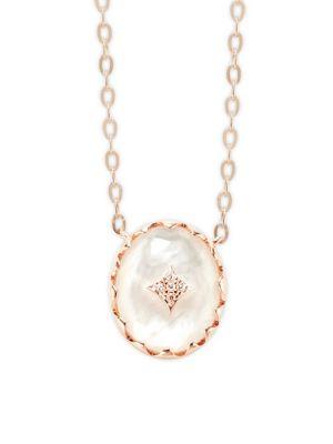 Nadri Birdie Clear Quartz, Crystal And White Mother-of-pearl Pendant Necklace