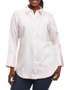 Foxcroft Plus Striped Cotton Button-down Shirt
